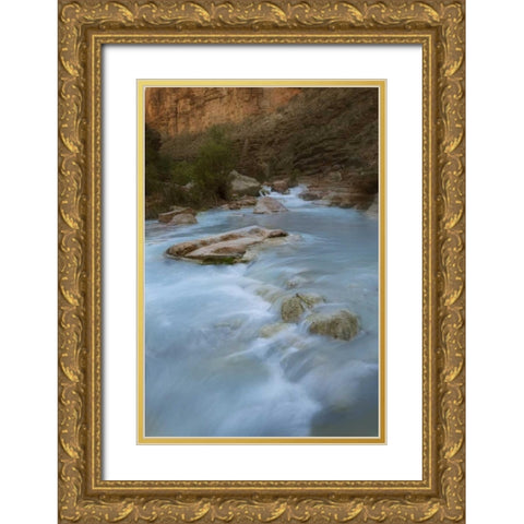 AZ, Grand Canyon, Havasu Creeks through canyon Gold Ornate Wood Framed Art Print with Double Matting by Grall, Don