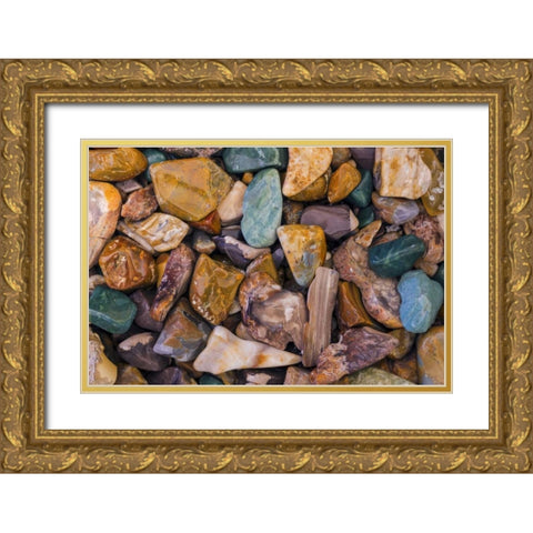 USA, Arizona, Tucson Detail of polished rocks Gold Ornate Wood Framed Art Print with Double Matting by Paulson, Don