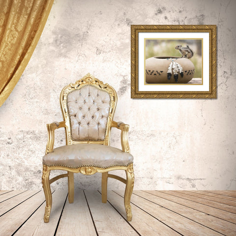 AZ, Buckeye Harriss antelope squirrel Gold Ornate Wood Framed Art Print with Double Matting by Kaveney, Wendy