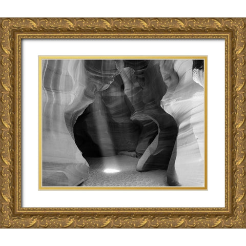 Arizona-Antelope Canyon Sunbeam and sandstone walls  Gold Ornate Wood Framed Art Print with Double Matting by Jaynes Gallery