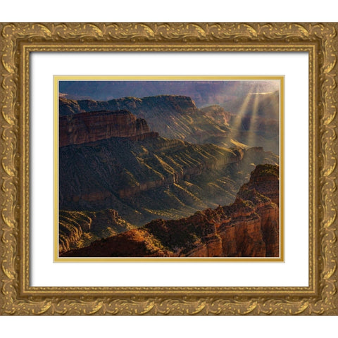 Arizona-Grand Canyon National Park North Rim of Grand Canyon at sunrise  Gold Ornate Wood Framed Art Print with Double Matting by Jaynes Gallery