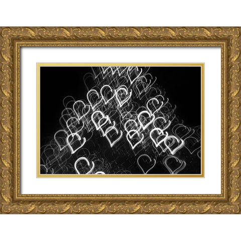 USA-Arizona-Buckeye-Black and white abstract motion of Christmas tree at night Gold Ornate Wood Framed Art Print with Double Matting by Jaynes Gallery
