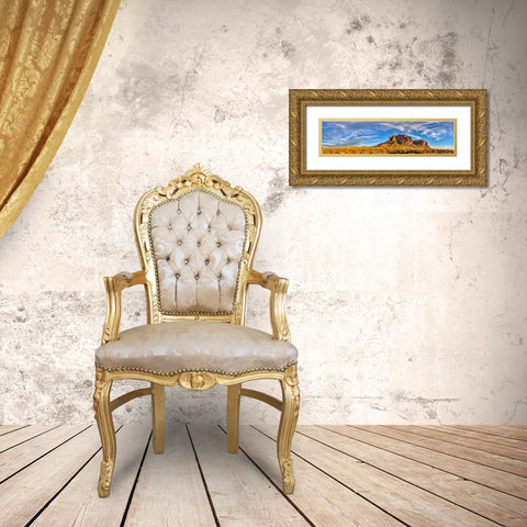 USA- Arizona- Superstition Mountains. Panoramic of mountains and desert. Gold Ornate Wood Framed Art Print with Double Matting by Jaynes Gallery