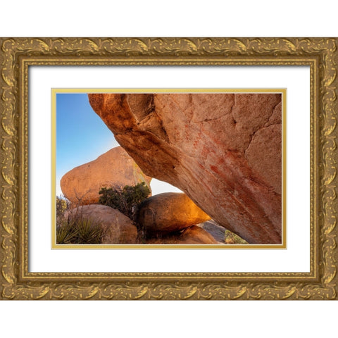 Native American pictographs at Council Rocks in the Dragoon Mountains in the Coronado National Fore Gold Ornate Wood Framed Art Print with Double Matting by Haney, Chuck
