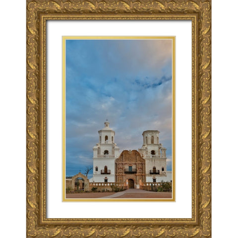 USA- Arizona- Tucson. Mission San Xavier del Bac Gold Ornate Wood Framed Art Print with Double Matting by Gulin, Darrell