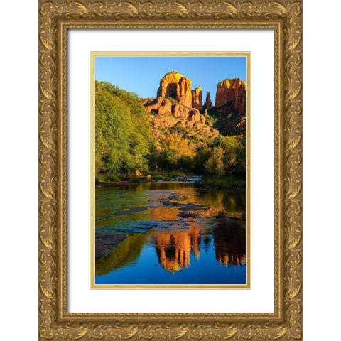 Sedona-Red Rock-Cathedral Rock Gold Ornate Wood Framed Art Print with Double Matting by Theodore, George