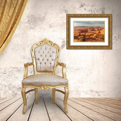 Arizona-Monument Valley-Hunts Mesa Gold Ornate Wood Framed Art Print with Double Matting by Theodore, George and Marilu
