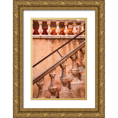 Arizona- USA. Terracotta stairs Gold Ornate Wood Framed Art Print with Double Matting by Sienda, Jolly
