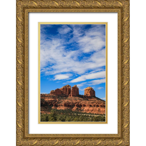 Sedona- Arizona- USA. Cathedral Rock- red rock formations Gold Ornate Wood Framed Art Print with Double Matting by Sienda, Jolly
