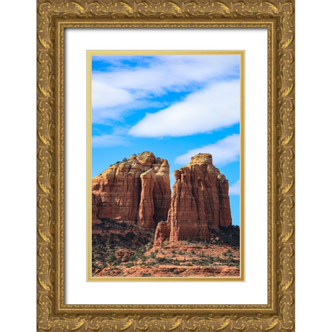 Sedona- Arizona- USA. Cathedral Rock- red rock formations Gold Ornate Wood Framed Art Print with Double Matting by Sienda, Jolly