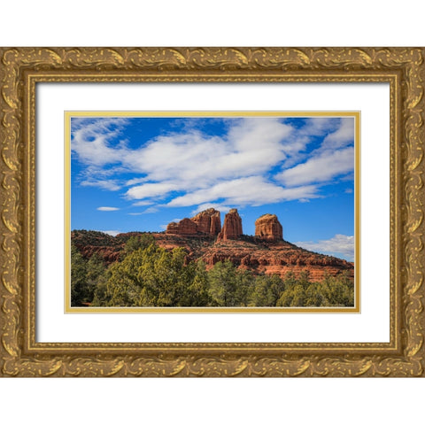 Sedona- Arizona- USA. Cathedral Rock- red rock formations Gold Ornate Wood Framed Art Print with Double Matting by Sienda, Jolly
