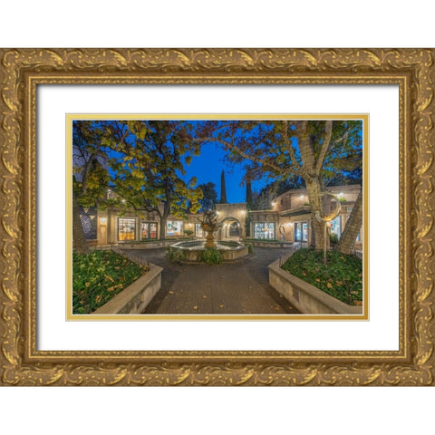 Arizona-Sedona Tlaquepaque at dawn-high end shopping center with art galleries and boutique stores Gold Ornate Wood Framed Art Print with Double Matting by Tilley, Rob
