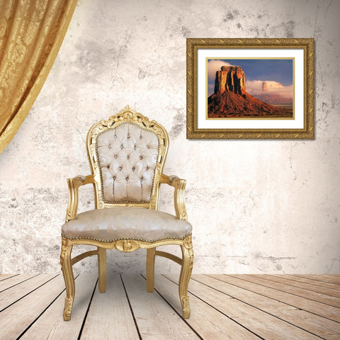 Clouds dance in the buttes in Monument Valley-on the Arizona-Utah border Gold Ornate Wood Framed Art Print with Double Matting by SMO
