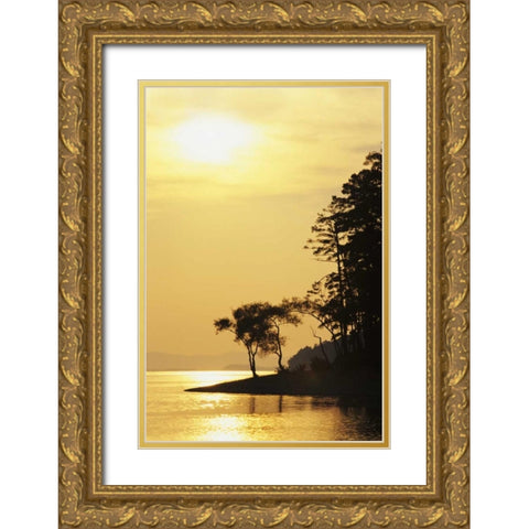 Arkansas Sunset on Lake Ouachita, Ouachita NF Gold Ornate Wood Framed Art Print with Double Matting by Flaherty, Dennis