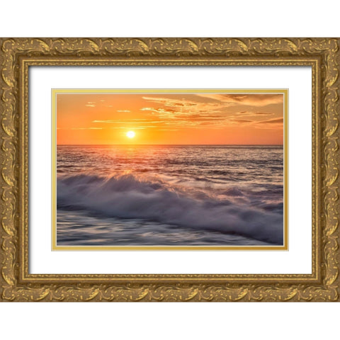 California-La Jolla-Sunset at Boomer Beach Gold Ornate Wood Framed Art Print with Double Matting by Collins, Ann