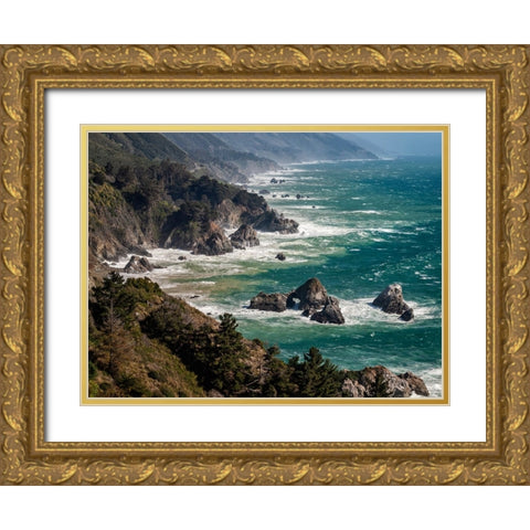 USA-California-Big Sur Sunny day on the Central Coast Gold Ornate Wood Framed Art Print with Double Matting by Collins, Ann
