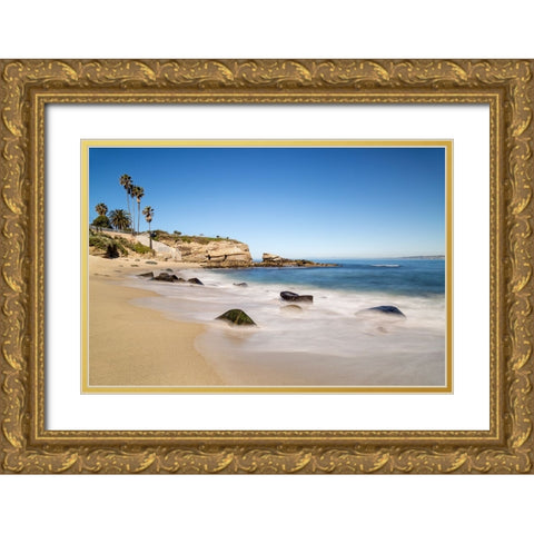 USA-California-La Jolla Quiet morning at La Jolla Cove Gold Ornate Wood Framed Art Print with Double Matting by Collins, Ann