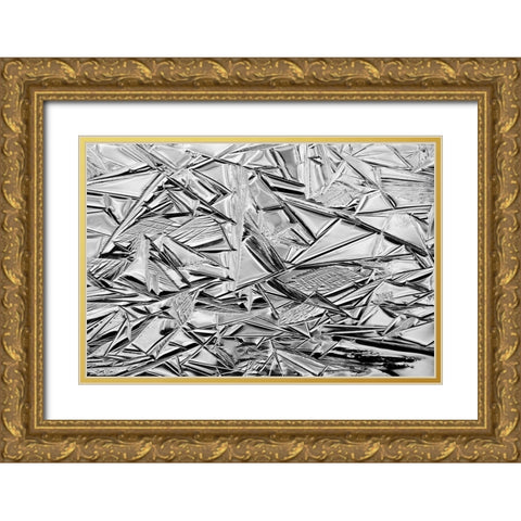 USA-California-Yosemite National Park Winter ice patterns on the Merced River Gold Ornate Wood Framed Art Print with Double Matting by Collins, Ann