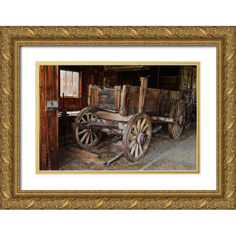 Abandoned ore wagon-Bodie State Historic Park-California Gold Ornate Wood Framed Art Print with Double Matting by Jones, Adam