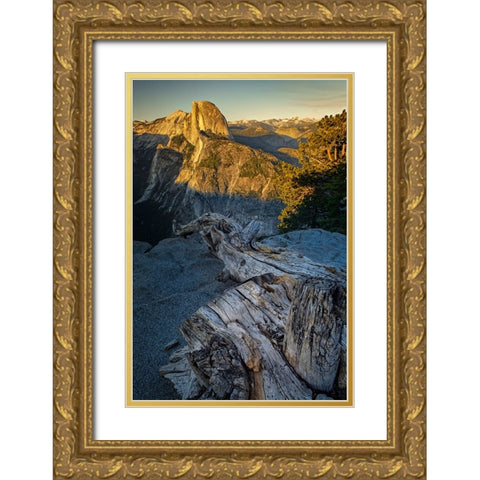 View of Half Dome from Glacier Point at sunset-Yosemite National Park-California Gold Ornate Wood Framed Art Print with Double Matting by Jones, Adam