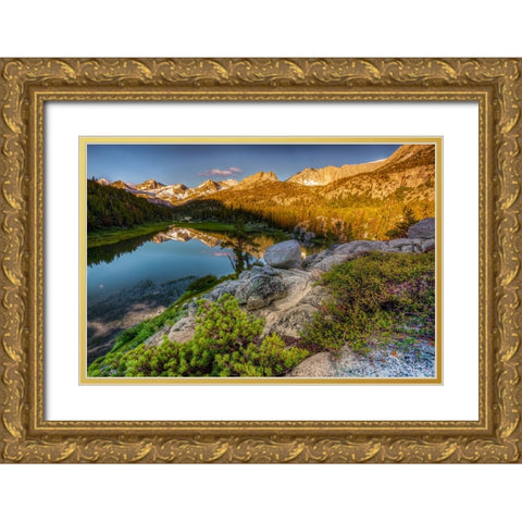 Alpine tarn-Tuolumne Meadows sunrise-Yosemite National Park-California Gold Ornate Wood Framed Art Print with Double Matting by Jones, Adam