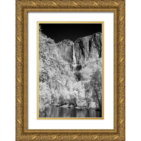 Infrared of Yosemite Falls-Yosemite National Park-California Gold Ornate Wood Framed Art Print with Double Matting by Jones, Adam