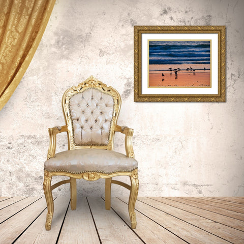 Morro Bay Shore Gold Ornate Wood Framed Art Print with Double Matting by Miller, Anna