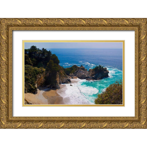 McWay Falls-Julia Pfeiffer Burns State Park-Big Sur-California-USA Gold Ornate Wood Framed Art Print with Double Matting by Miller, Anna
