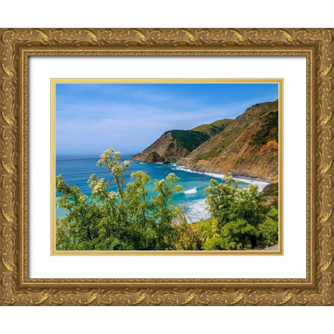 Big Sur Coastal Cliffs-California-USA Gold Ornate Wood Framed Art Print with Double Matting by Miller, Anna