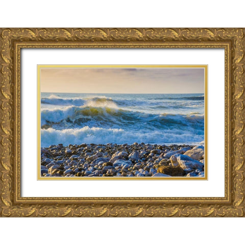 Large Waves on Rockaway Beach-Pacifica-California-USA Gold Ornate Wood Framed Art Print with Double Matting by Miller, Anna