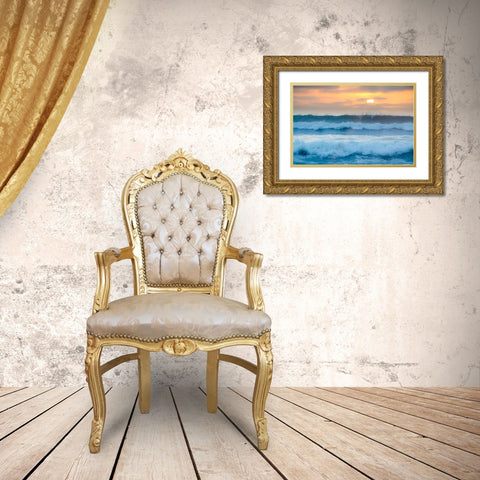 Rockaway Beach Sunset-Pacifica-California-USA Gold Ornate Wood Framed Art Print with Double Matting by Miller, Anna