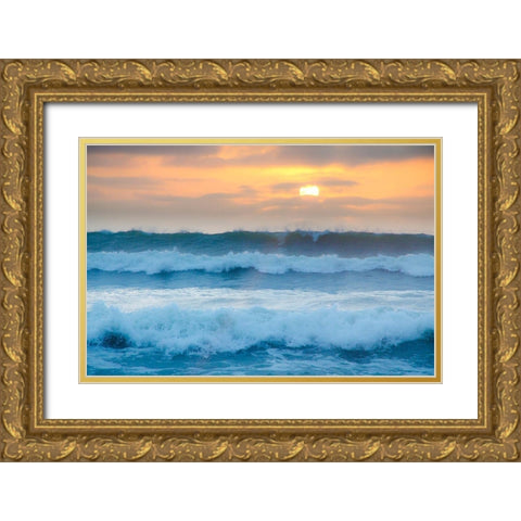 Rockaway Beach Sunset-Pacifica-California-USA Gold Ornate Wood Framed Art Print with Double Matting by Miller, Anna