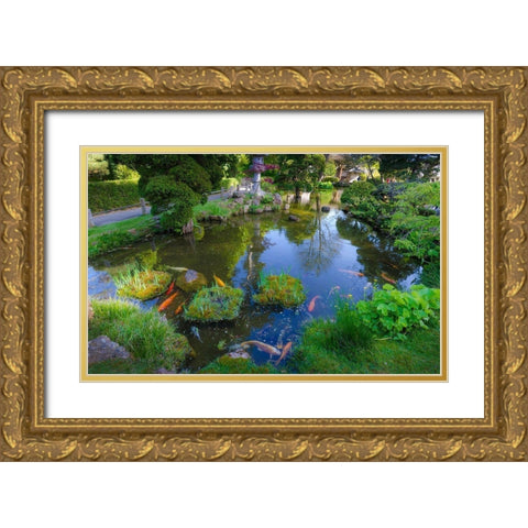 Koi Pond-Japanese Tea Garden-Golden Gate Park-San Francisco-California-USA Gold Ornate Wood Framed Art Print with Double Matting by Miller, Anna