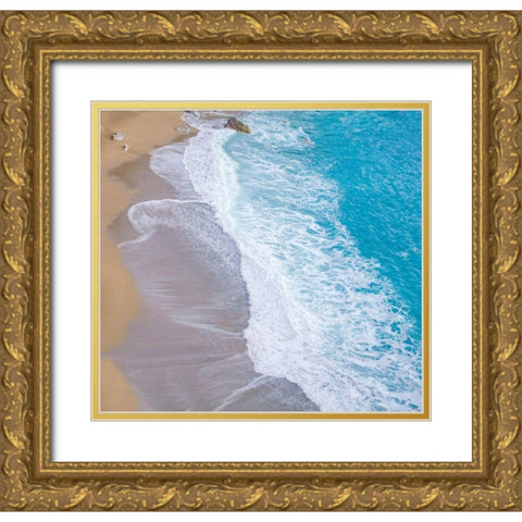 Waves on Beach-Julia Pfeiffer Burns State Park-Big Sur-California-USA Gold Ornate Wood Framed Art Print with Double Matting by Miller, Anna