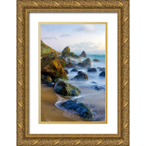 Muir Beach Dusk-Marin County-California-USA Gold Ornate Wood Framed Art Print with Double Matting by Miller, Anna