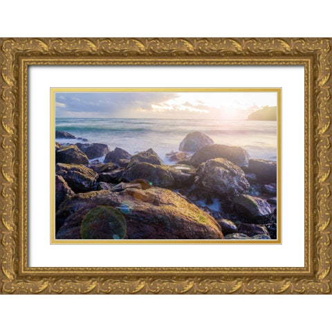Sunset on Muir Beach-Marin County-California-USA Gold Ornate Wood Framed Art Print with Double Matting by Miller, Anna
