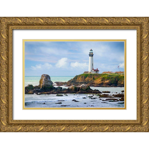 Pigeon Point Lighthouse-Big Sur-California-USA Gold Ornate Wood Framed Art Print with Double Matting by Miller, Anna