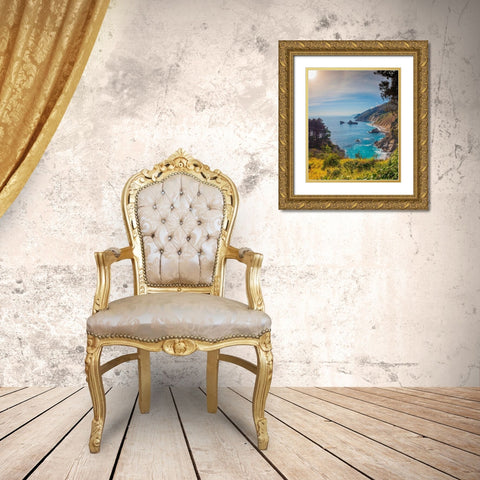 Coastal Cliffs at Sunset-Julia Pfeiffer Burns State Park-Big Sur-California-USA Gold Ornate Wood Framed Art Print with Double Matting by Miller, Anna