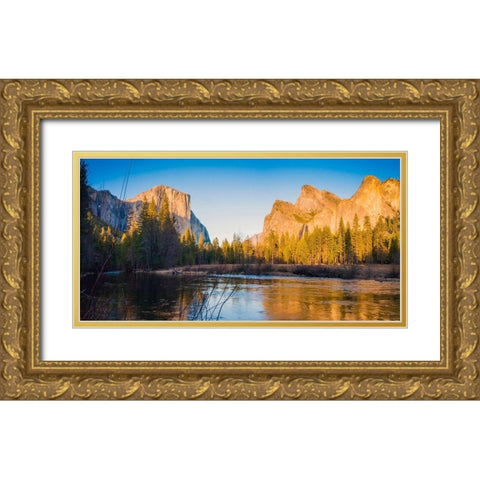 Merced River-Yosemite National Park-California-USA Gold Ornate Wood Framed Art Print with Double Matting by Miller, Anna