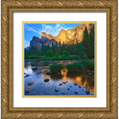 Merced River-Yosemite National Park-California-USA Gold Ornate Wood Framed Art Print with Double Matting by Miller, Anna