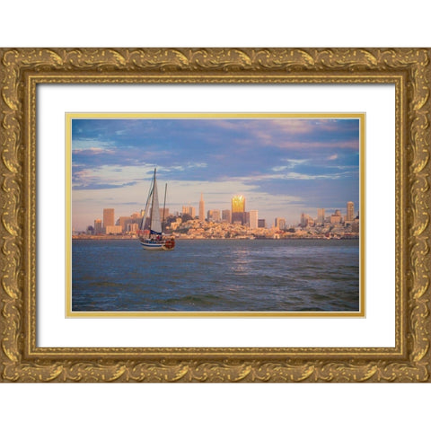 San Francisco Skyline-California-USA Gold Ornate Wood Framed Art Print with Double Matting by Miller, Anna