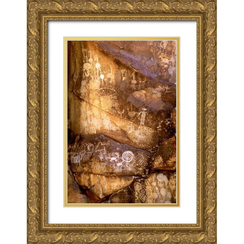 California, Little Petroglyph Canyon Petroglyphs Gold Ornate Wood Framed Art Print with Double Matting by Welling, Dave