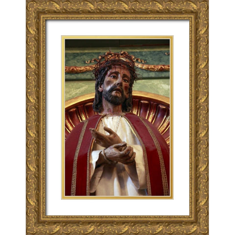 CA, Fremont, Statue of the Passion of Christ Gold Ornate Wood Framed Art Print with Double Matting by Noble Gardner, Nancy