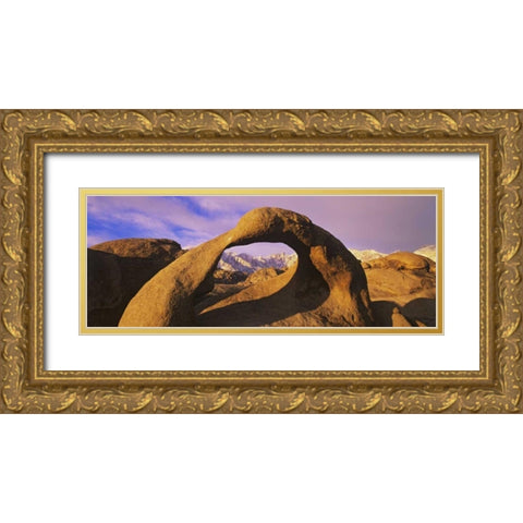 CA, A natural arch in the Alabama Hills Gold Ornate Wood Framed Art Print with Double Matting by Flaherty, Dennis