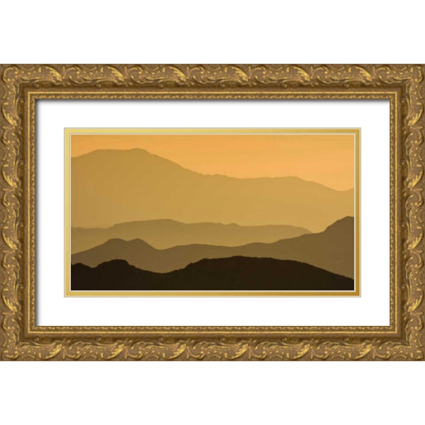 CA, Death Valley NP Layers of receding ridges Gold Ornate Wood Framed Art Print with Double Matting by Young, Bill