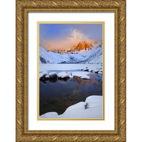 California, Sierra Nevada Convict Lake, Sunrise Gold Ornate Wood Framed Art Print with Double Matting by Flaherty, Dennis