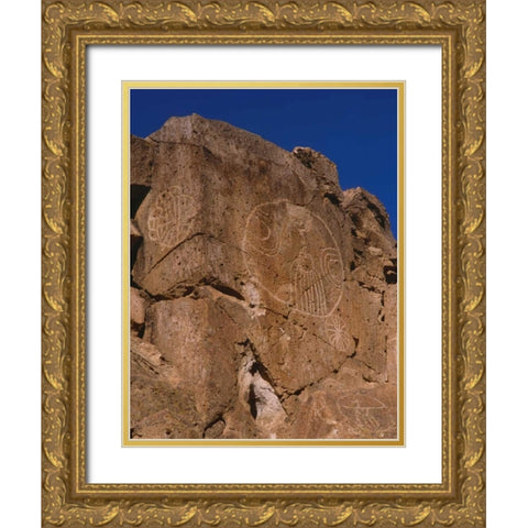 California, Owens Valley, Curvilinear petroglyphs Gold Ornate Wood Framed Art Print with Double Matting by Flaherty, Dennis