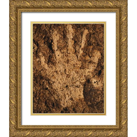CA, Owens Valley, Bishop Prehistoric handprint Gold Ornate Wood Framed Art Print with Double Matting by Flaherty, Dennis