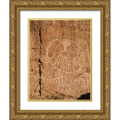 California, Owens Valley, Curvilinear petroglyphs Gold Ornate Wood Framed Art Print with Double Matting by Flaherty, Dennis