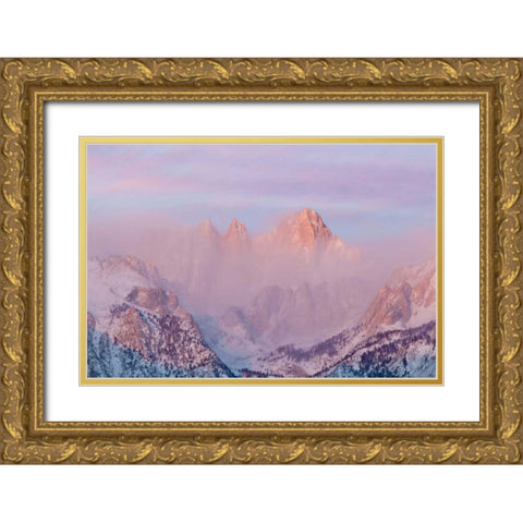 California, Lone Pine Sunrise on Mount Whitney Gold Ornate Wood Framed Art Print with Double Matting by Paulson, Don